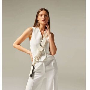 All leather bandolier white billie thick utility crossbody strap & case 12/12pro